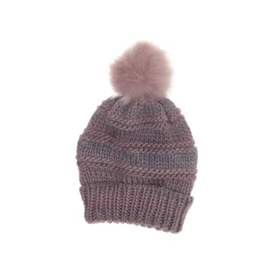 Bobble hat (Pink, Gray) from Beeline Acrylic, Metallic fiber, Polyester