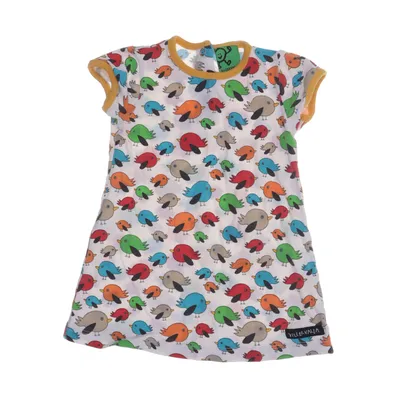 Klänning (Vit, Flerfärgad) från Villervalla Bomull, Elastan