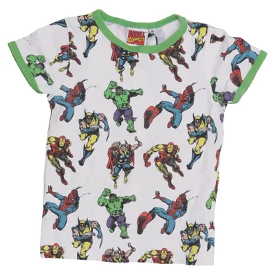 T-shirt (Wit, Meerkleurig) van Marvel Comics Katoen, Elastaan