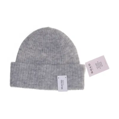 Beanie (Grijs) van Selected Femme Alpacawol, Polyester, Wol