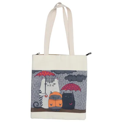Canvas tas (Beige, Meerkleurig)