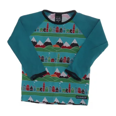 Lange mouwen shirt (Blauw, Meerkleurig) van Villervalla Organisch katoen, Elastaan