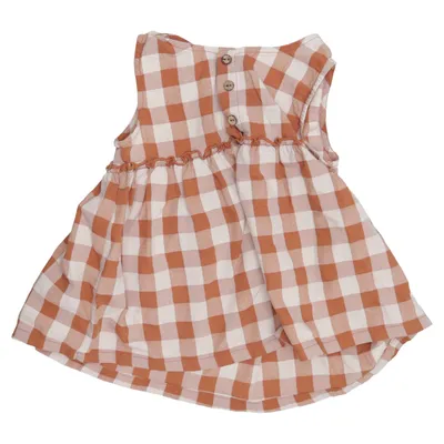Kleid (Braun, Weiß) von Play Up Baumwolle, Recyceltes Polyester