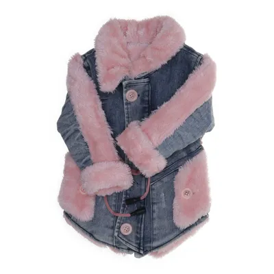 Veste en jeans fourrée (Bleu, Rose)