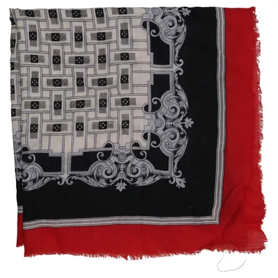 Sjal (Röd, Svart, Vit) från Kaschmir Kashmir, Ull