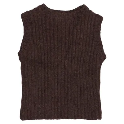 Pull sans manches (Marron) de Konges Sløjd Laine d'alpaga, Chanvre, Laine de mouton