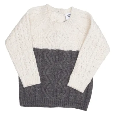 Sweater (White, Gray) from Mini Mize Acrylic, Cotton, Wool