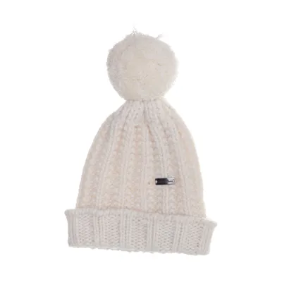 Bobble hat (White) from Conte of Florence Acrylic, Alpaca wool, Wool