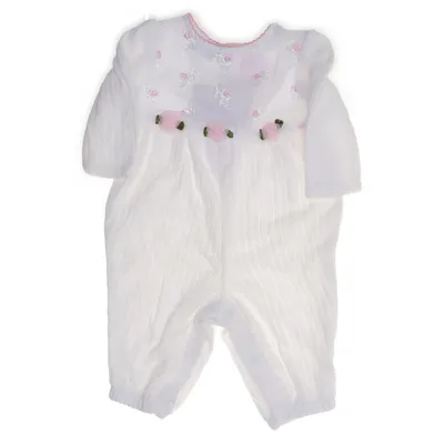 Rompers (White, Pink) from Baby Headquarters Acrylic, Cotton, Polyester