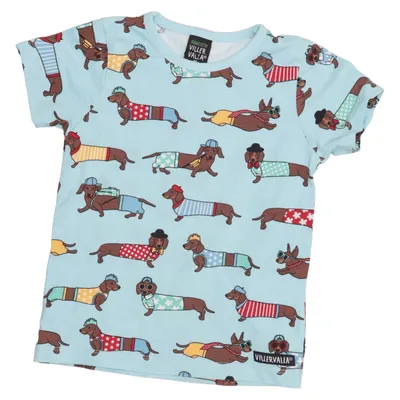 T-shirt (Bleu, Multicolore) de Villervalla Élasthane, Coton biologique