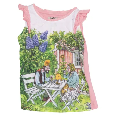 Kleid (Pink, Weiß, Grün) von Pettson och Findus Baumwolle
