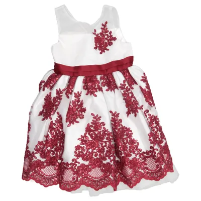Robe de fille de fleur (Blanc, Rouge) de American Princess Polyester