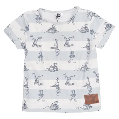 T-shirt (Blauw, Wit) van Emil i Lönneberga Katoen, Elastaan