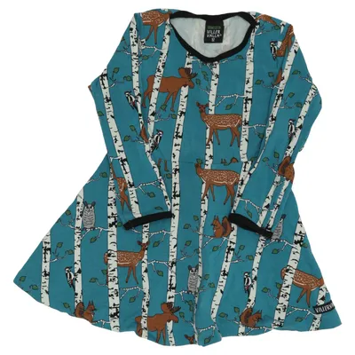 Klänning (Blå, Flerfärgad) från Villervalla Elastan, Ekologisk bomull