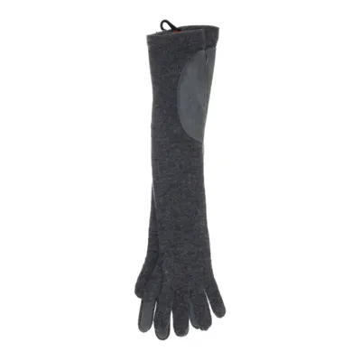 Gloves (Gray) from Monnari Angora, Mohair, Nylon, Leather, Wool
