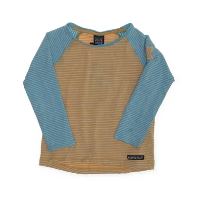 Långärmad t-shirt (Blå, Beige) från Villervalla Bomull, Elastan