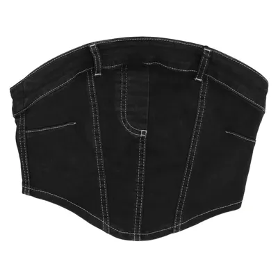 Top tube (Noir) de NLY Jeans Coton, Élasthane, Polyester