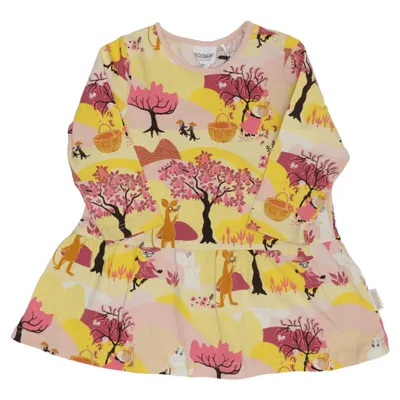 Klänning (Rosa, Gul, Flerfärgad) från Moomin by Martinex Elastan, Ekologisk bomull