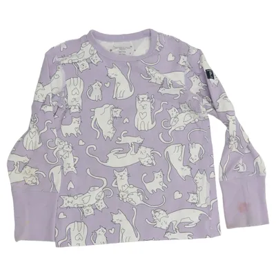 Langærmet t-shirt (Lilla, Hvid) fra Polarn O. Pyret Elastan, Økologisk bomuld