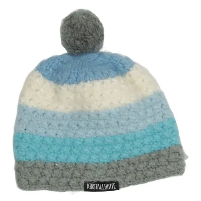 Pompon muts (Blauw, Grijs, Wit) van Kristallhütte Acryl, Bamboo, Elastaan, Mohair, Wol