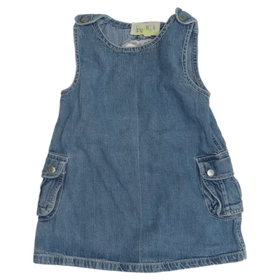 Dungaree dress (Blue) from Tricky Tracks Cotton