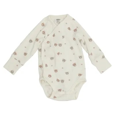Romper (Wit, Bruin) van Lindex Newborn Katoen, Elastaan