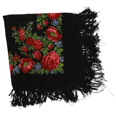 Halsdoek (Zwart, Rood, Meerkleurig) van Hand Printed Wol