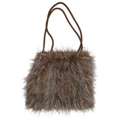 Handväska (Brun, Vit) Pälsimitation