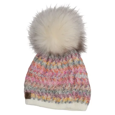 Bonnet à pompon (Blanc, Multicolore) de Achti Acrylique, Polyamide, Polyester