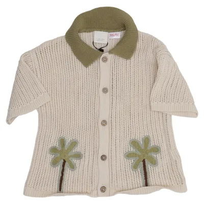 Chemise à manches courtes (Blanc, Vert) de Zara Coton