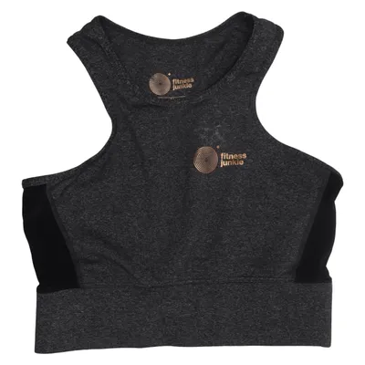 Sports bra (Gray, Black) from Fitness Junkie Elastane, Polyamide