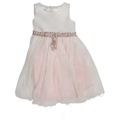 Robe de fille de fleur (Blanc, Rose) de Couture Princess Polyester