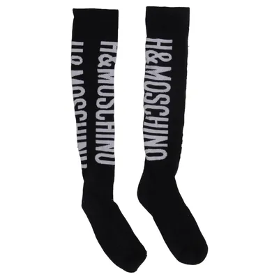 Knee socks (Black, White) from H&M x Moschino