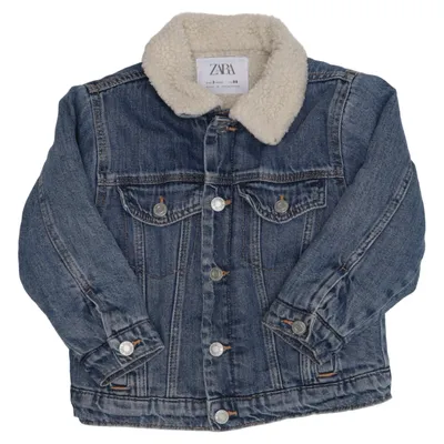Gevoerde spijkerjas (Blauw) van Zara Katoen