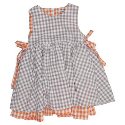 Klänning (Grå, Orange, Vit) från Izabella Polyester