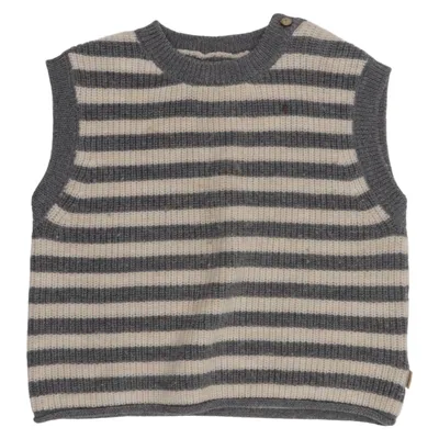 Pull sans manches (Gris, Beige) de Wheat Laine de mouton