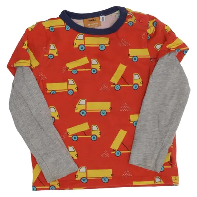 Långärmad t-shirt (Röd, Flerfärgad) från Me&i Elastan, Ekologisk bomull