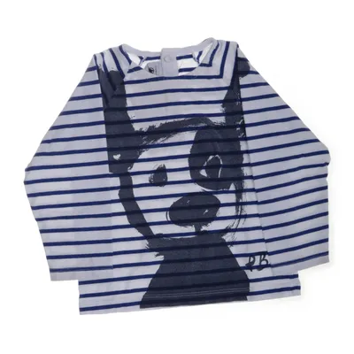 Långärmad t-shirt (Vit, Blå) från Petit Bateau Bomull