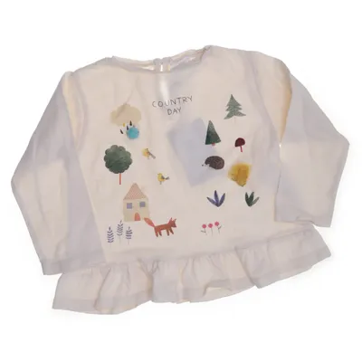 Top (Beige, Multicolored) from Zara Cotton