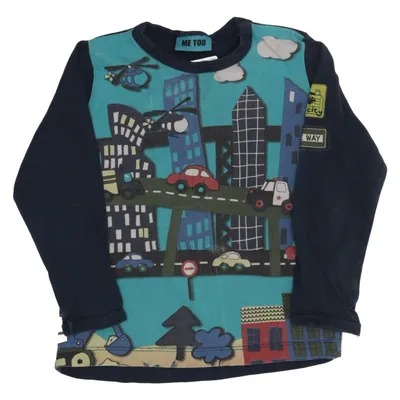 Langærmet t-shirt (Blå, Flerfarvet) fra Me Too Bomuld, Elastan