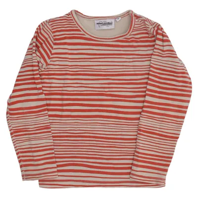 Langærmet t-shirt (Rød, Beige) fra Mini Rodini Elastan, Økologisk bomuld