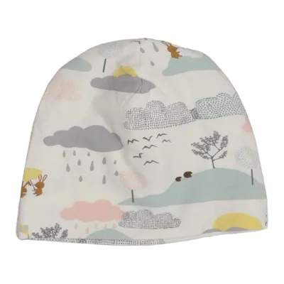 Beanie (Wit, Meerkleurig) van Lindex Newborn Katoen, Elastaan