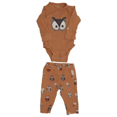 Sæt (Brun) fra Lindex Baby Bomuld, Elastan