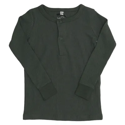 Henley shirt (Groen) van Mori Elastaan, Organisch katoen, Viscose
