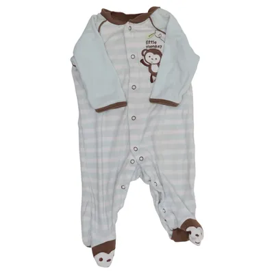 Barboteuse (Bleu, Blanc, Marron) de Little Me Coton