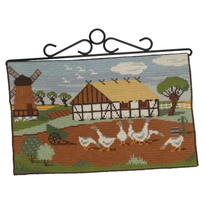 Tapestry (tvistsöm tvist broderi vepa traditionella skånska hus och gäss) from Handbroderi