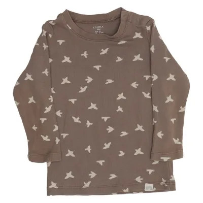 Langærmet t-shirt (Brun, Hvid) fra Lindex Baby Bomuld, Elastan