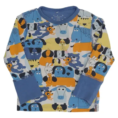 Long sleeve T-shirt (Blue, Yellow, White, Multicolored) from Polarn O. Pyret Elastane, Organic cotton