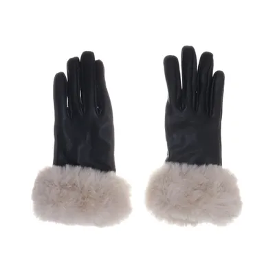 Leather gloves (Black) from Pieces