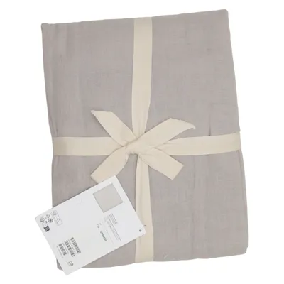 Gardin med rynkebånd (Beige) fra H&M Home Linned, Genanvendt bomuld